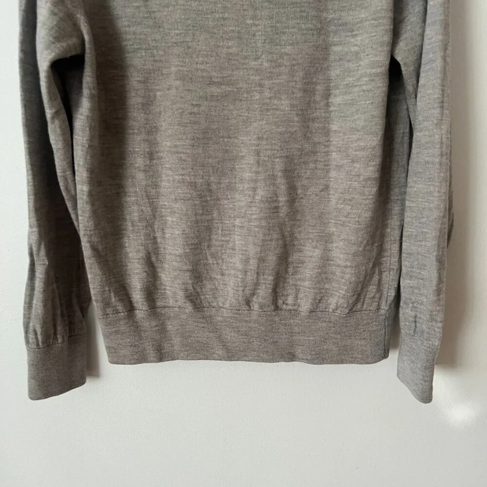J. Crew Gray Merino Wool 1/4 Zip Mock Neck Sweater Men's Size Medium